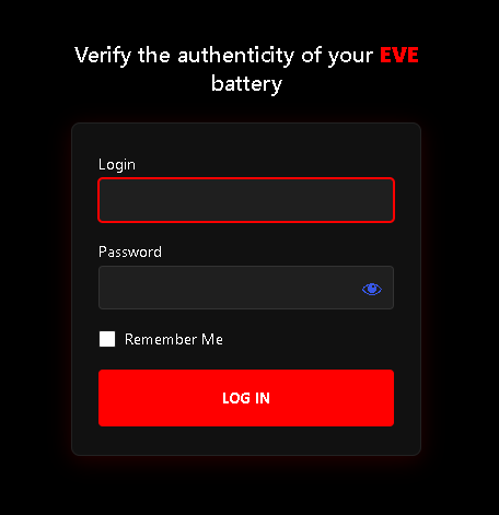 Tela de Login VerifyEVE